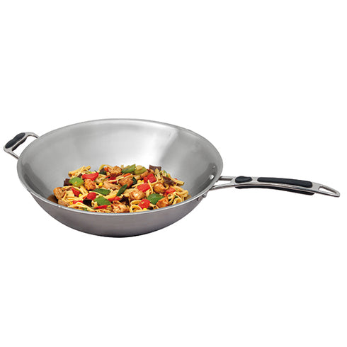 Poêle Wok Ø 360 Mm Pour Wok à Induction En Acier Inox, Z/SWOKP28